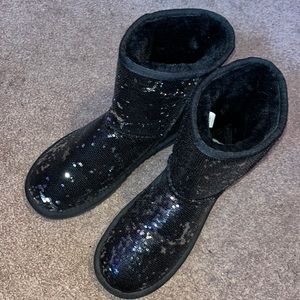 Black/Silver sequin Ugg Boots
